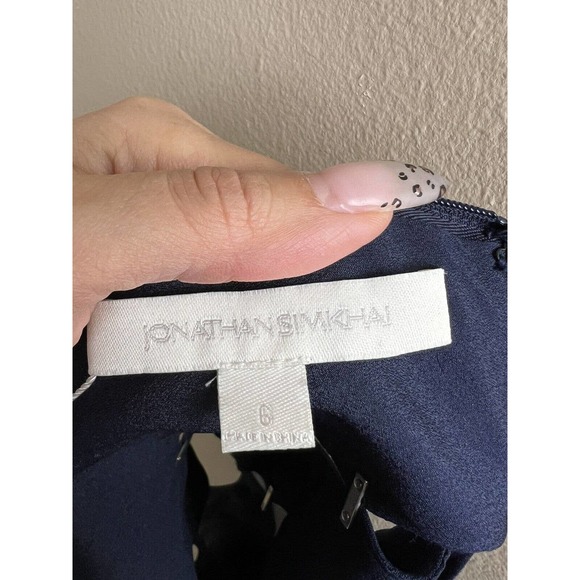 NEW Jonathan Simkhai Stapled Crepe Dress Slashed Blue Flounce Hem Cutout Slit 6 - Picture 11 of 12